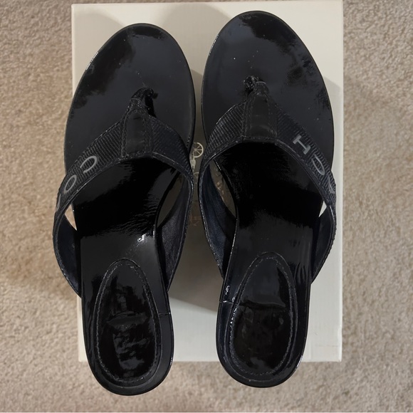 Coach, Cammie web wedges black web, and patent size 6 - Picture 6 of 6